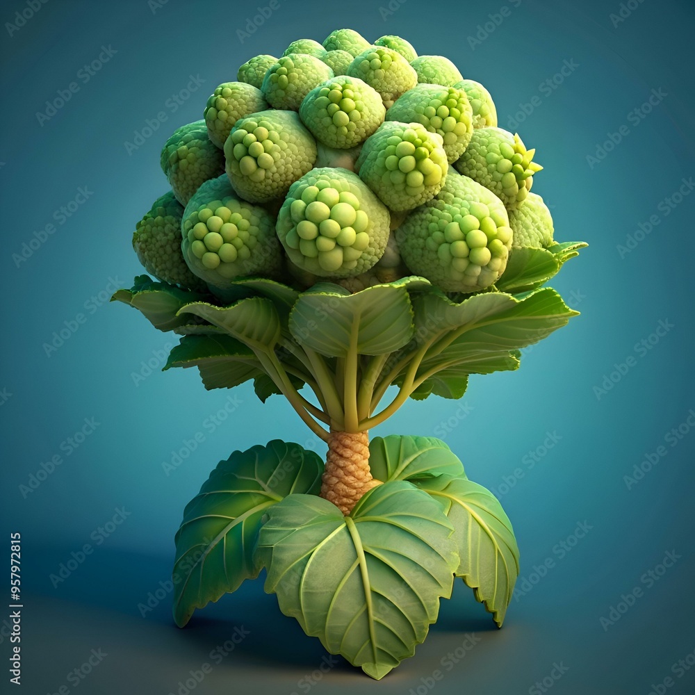 Poster a unique and playful 3d illustration of a wasabi plant. perfect for adding a touch of whimsy and nat