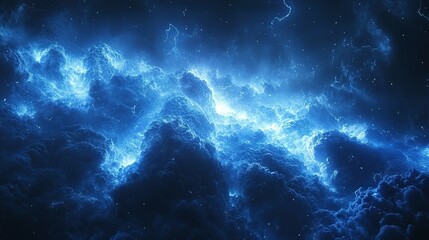 Fototapeta premium Glowing Blue Nebula with Scattered Stars