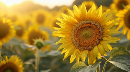 Fototapeta premium “Field of Gold: Sunflower at Its Peak”