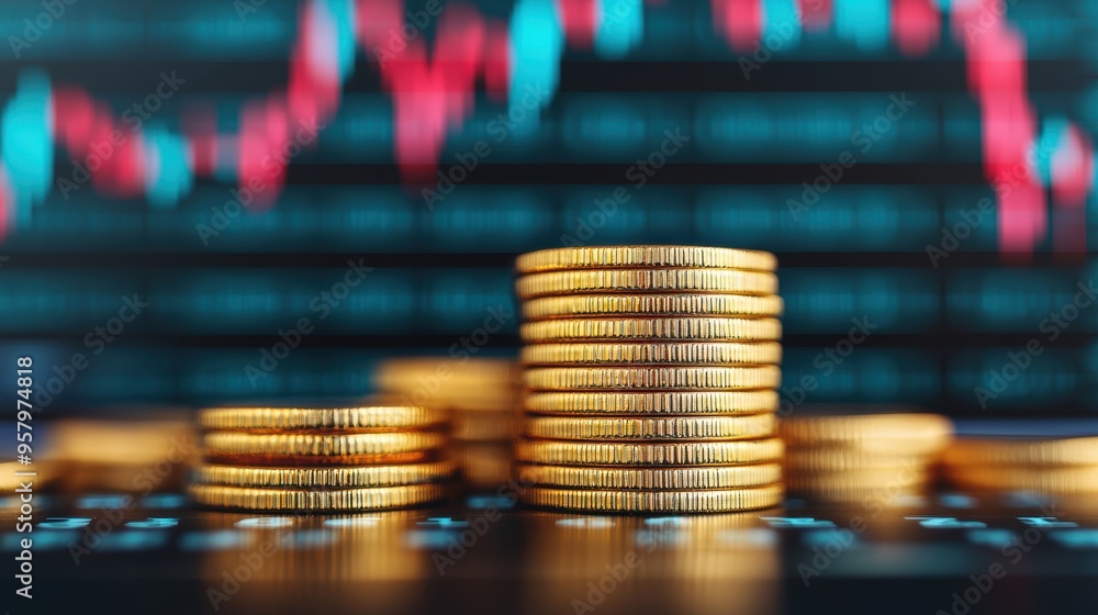 Poster dynamic forex trading currency pairs graphs in with copy space, quality, selective focus