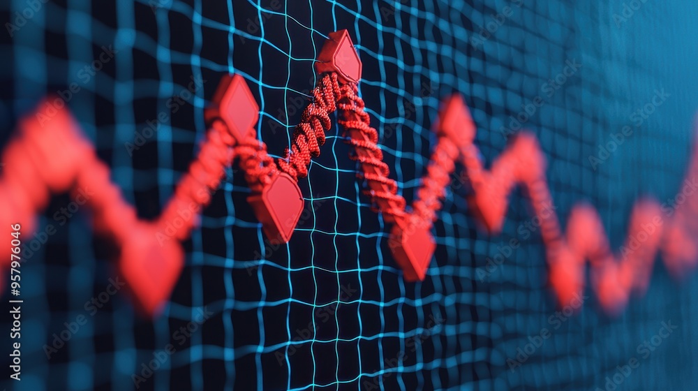 Aufkleber safeguarding business growth: risk management safety net amid falling graphs - with copy space and s