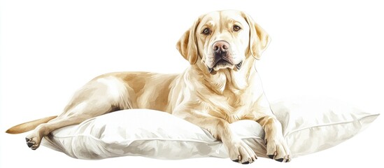 Obraz premium Charming Labrador Relaxing on a Pillow: Perfect Pet Portrait for Animal Lovers