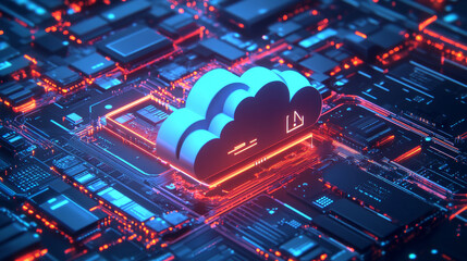 Endpoint protection cloud server in isometric illustration.