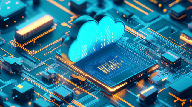 Endpoint protection cloud server in isometric illustration