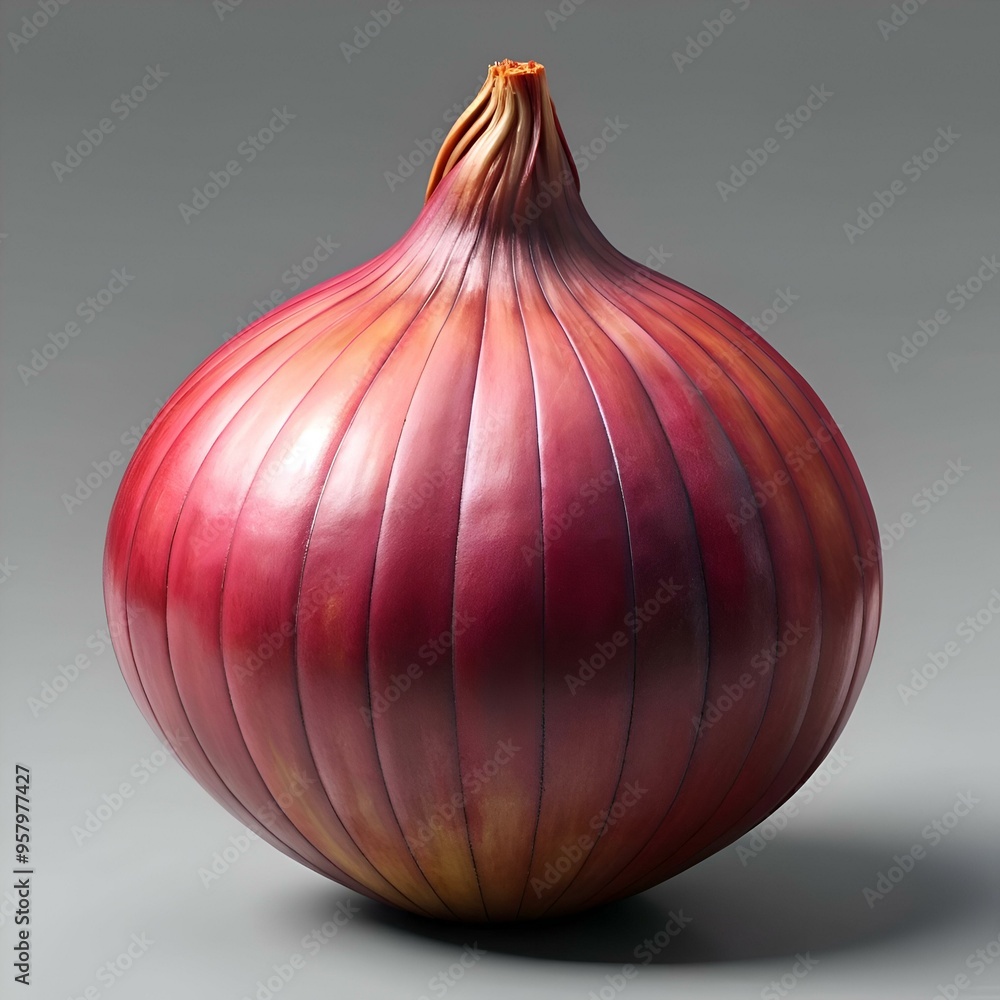 Aufkleber a realistic 3d rendering of a whole shallot. showcasing its rich. red purple color and intricate tex