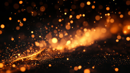 Background with fire sparks, embers, and smoke. Overlay effect of burning coal, grill, hell, or bonfire with flame glow, flying orange sparkles, and fog on a black background, vector realistic illustr