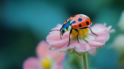 Fototapeta premium a beautiful little insect was perched on a flower