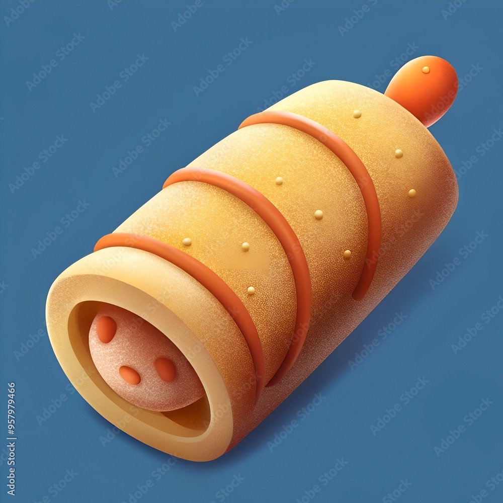 Poster a 3d illustration of a delicious sausage roll. perfect for adding a touch of playful fun to your des