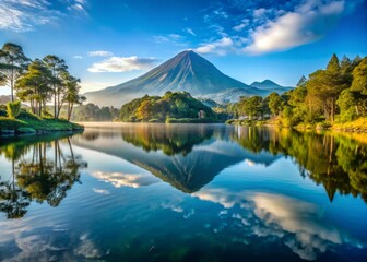 Lake Quetzaltenango, Guatemala (A landslide lake formed by the 1918 eruption of Santa Mar&Atilde;&shy;a volcano) in the morning