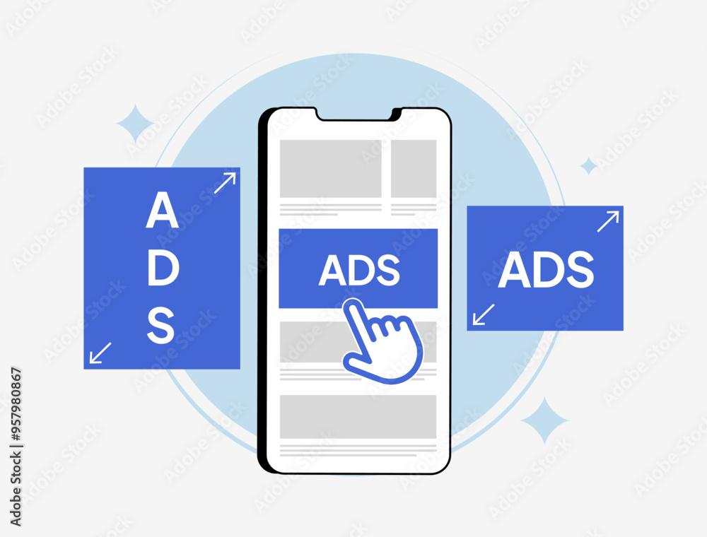 Poster mobile advertising - online native targeting ads strategy. best mobile ad sizes and formats for maxi