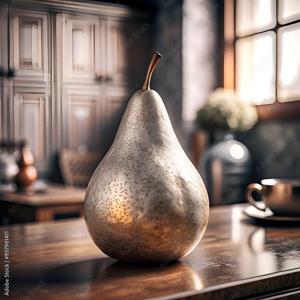 Poster a beautifully rendered 3d illustration of a pear. perfect for adding a touch of nature and warmth to