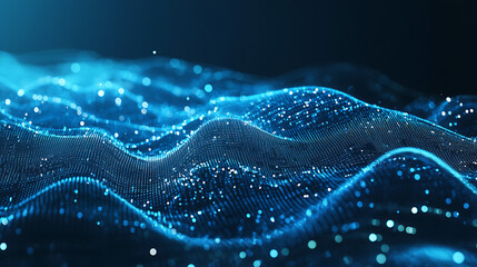 Futuristic Blue Background Featuring Layers of Digital Grids and Flowing Data Streams Illustrating Big Data in a Technologically Advanced Environment