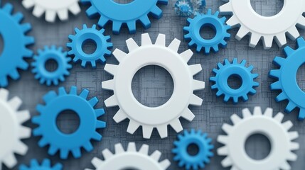 Strategic Corporate Blueprint with Gears , Selective Focus, Copy Space for Text