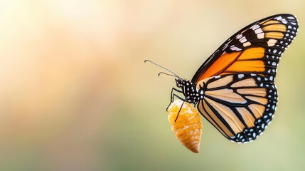 Obraz premium Butterfly emerging from a chrysalis, representing transformation and new beginnings