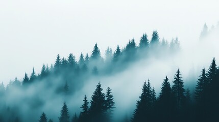 A serene forest landscape enveloped in mist, creating a mystical and tranquil atmosphere for nature lovers.