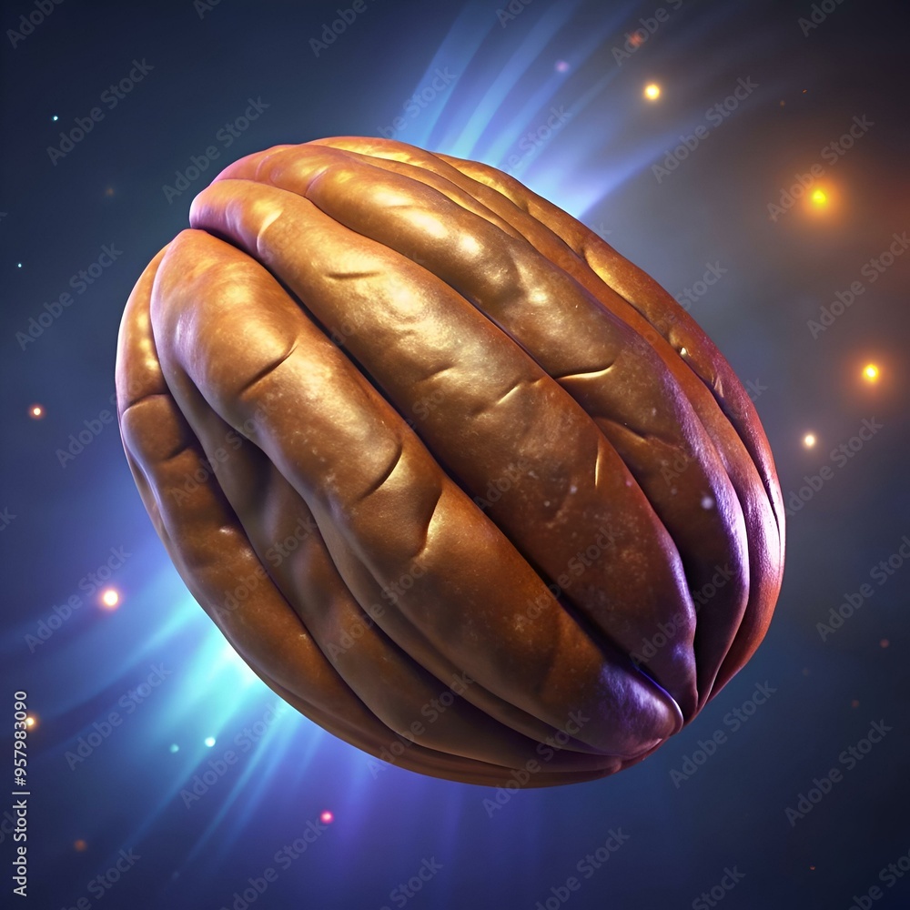 Poster a realistic 3d illustration of a pecan nut. perfect for adding a touch of nature to your design proj