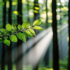 Bright morning light streaming through a forest, symbolizing the promise of a new day