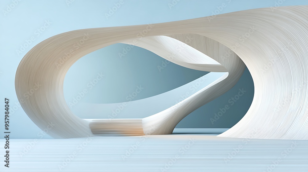 Poster future perfect: harmony of natural materials and organic forms in architectural design with copy spa
