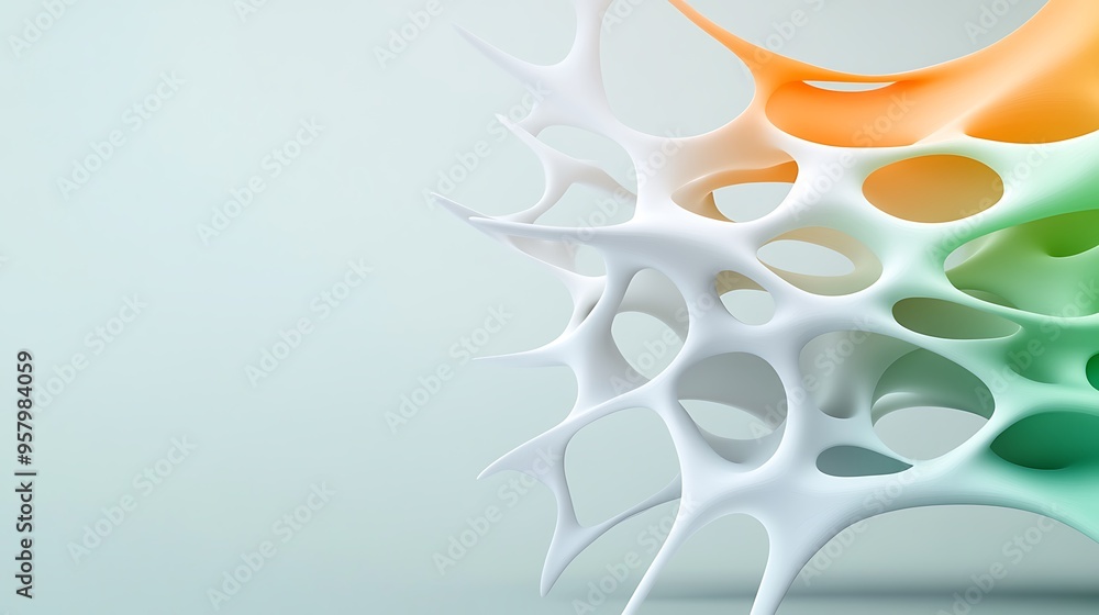 Aufkleber harmonious fusion of organic 3d biomorphic structures and nature with copy space for text