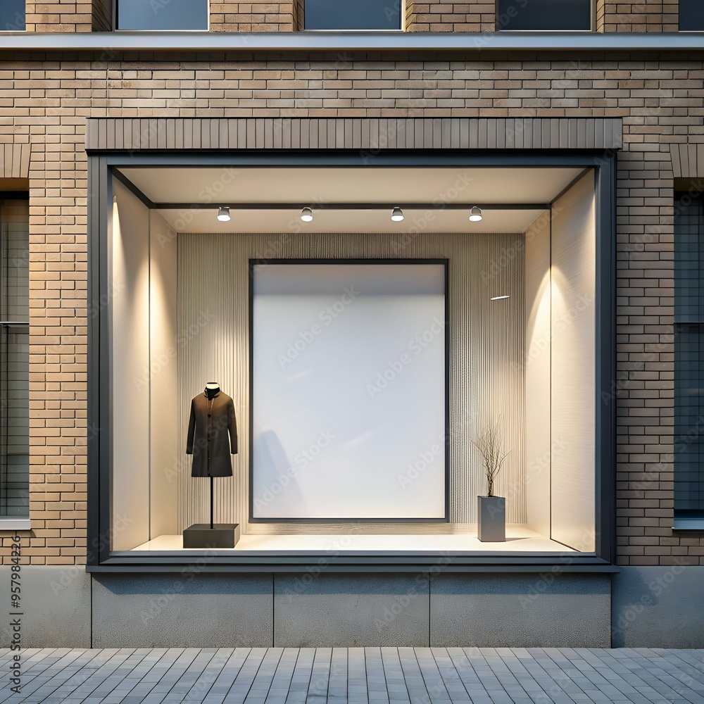 Poster blank storefront with a large window display perfect for showcasing your brand or product.