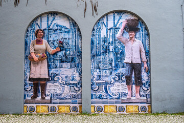Facade of Mercado do Livramento in Setubal, Portugal. Fresh fish and food market