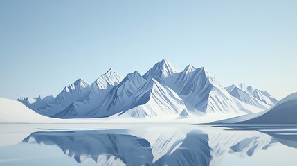 Snowy Mountain Range Reflecting in a Still Lake