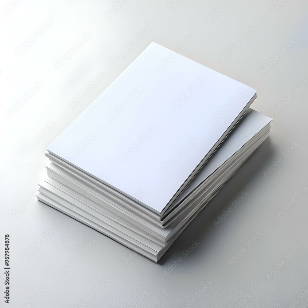 Aufkleber clean and simple. this image features a stack of blank white paper.