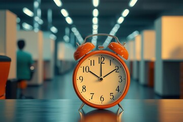 Clock ticking inside a maze of office cubicles, symbolizing the endless loops of bureaucratic procedures, clock, bureaucracy