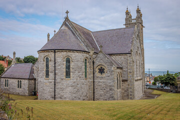 Howtth, Ireland - July 17 2024 "Howth town and harbour during cloudy morning"