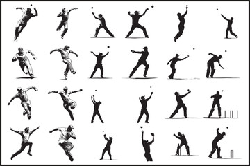 Cricket Silhouette Vector Images, Cricket Silhouette, Vector Cricket, Cricket Vector Art, Cricket Design, Silhouette Sports, Cricket Clipart, Vector Images, Cricket Icons, Sports Vector Silhouette 