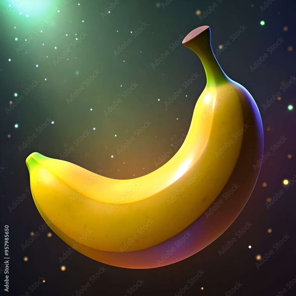 Aufkleber a vibrant 3d rendering of a banana. perfect for app icons. game assets. or playful branding.