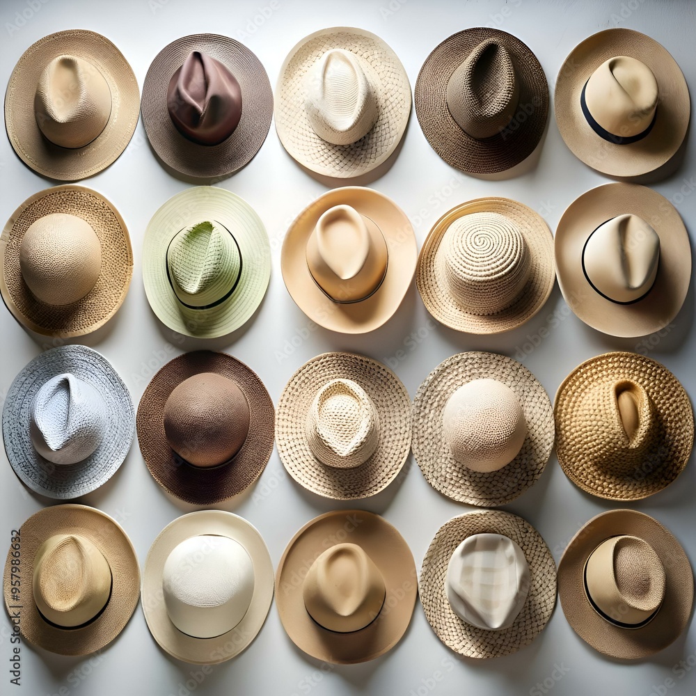 Poster a delightful assortment of 20 colorful. whimsical hats. perfect for adding a touch of fun and whimsy