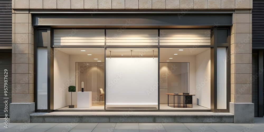 Poster modern storefront mockup with a blank canvas for your branding or product display.