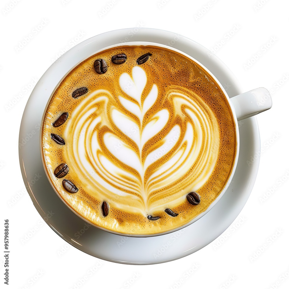 Canvas Prints Delicious latte art coffee against transparent background isolated on white background 