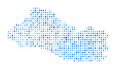 Fototapeta premium Republic of El Salvador dot map. Country digital style shape. Republic of El Salvador vector image. Country shape blue circular dots. Modern vector illustration.