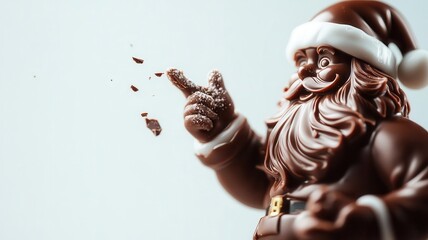 A chocolate Santa Claus figure, rich detailing, smooth texture, isolated on white background
