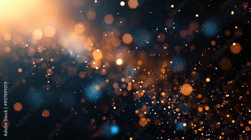 Poster a mesmerizing blend of shimmering particles, creating a magical atmosphere with vibrant colors and g