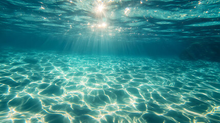 Fototapeta premium The transparent waters of a tropical sea, with sunlight dancing on the surface