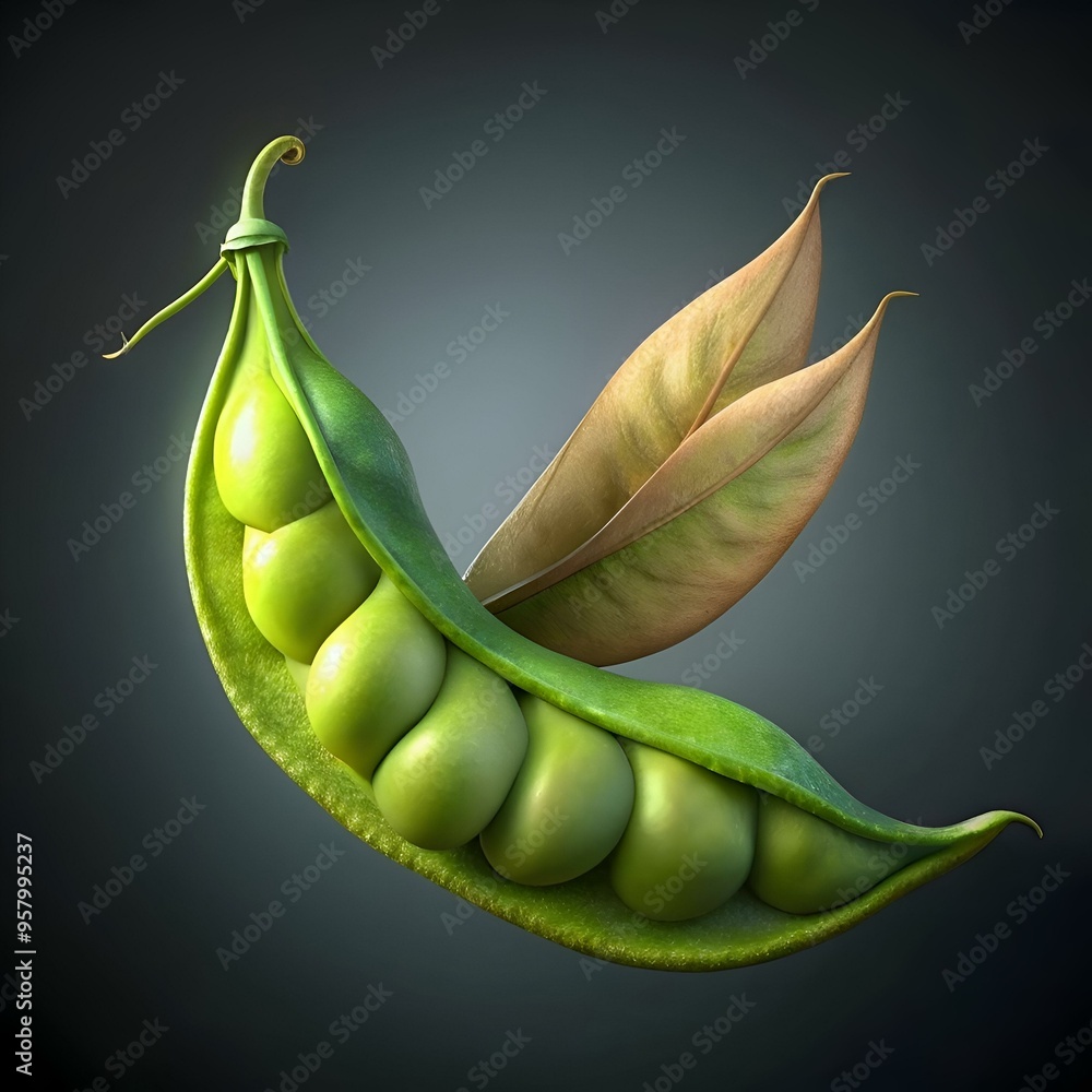 Poster a whimsical 3d illustration of a peapod with wings. perfect for adding a touch of fun and nature to 