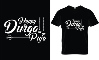 Happy Durga Puja Phrase Saying Quote Text or Lettering. Vector Script and Cursive Handwritten Typography For T-Shirts design. Festival of India. EPS 10