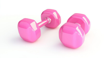 Obraz premium “Pink dumbbells isolated on white background. Health and fitness concept.”