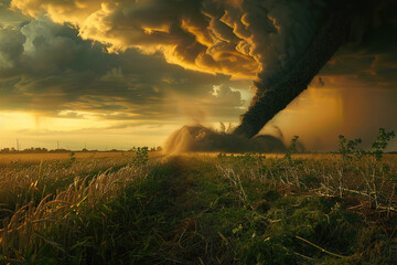 Generative ai on theme of scary ominous huge hurricane tornado, apocalyptic dramatic background