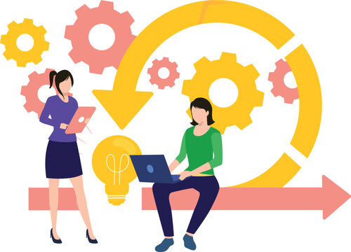 The girls are working on agile layout ideas.