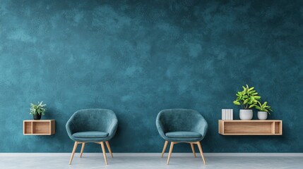 Modern Minimalist Meeting Room with Blank TV Screen and Contemporary Seating