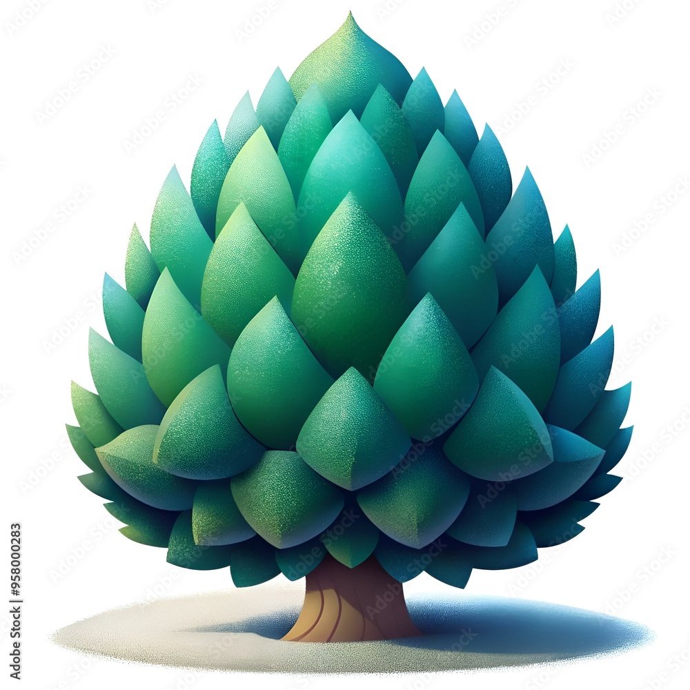 Poster a charming 3d illustration of a bunya pine tree. perfect for adding a touch of nature to your design