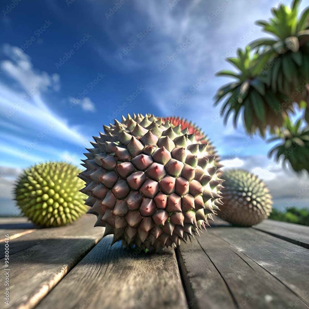 Canvas Prints A 3D illustration of a spiky. exotic fruit. perfect for adding a touch of the tropics to your design projects.