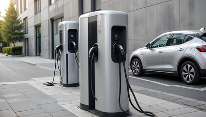 Auto el&eacute;ctrico ecol&oacute;gico cargando