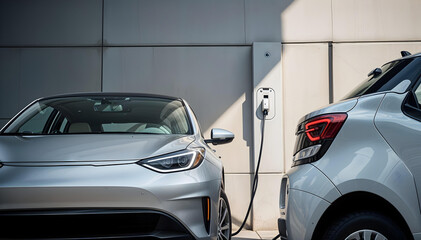 Auto el&eacute;ctrico ecol&oacute;gico cargando