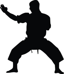 Karate men pose silhouette illustration