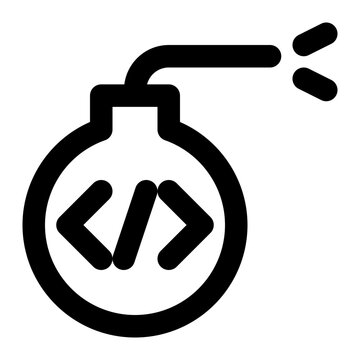 recommend clip art: logic bomb, attack, code, malicious, cyber security outline icon